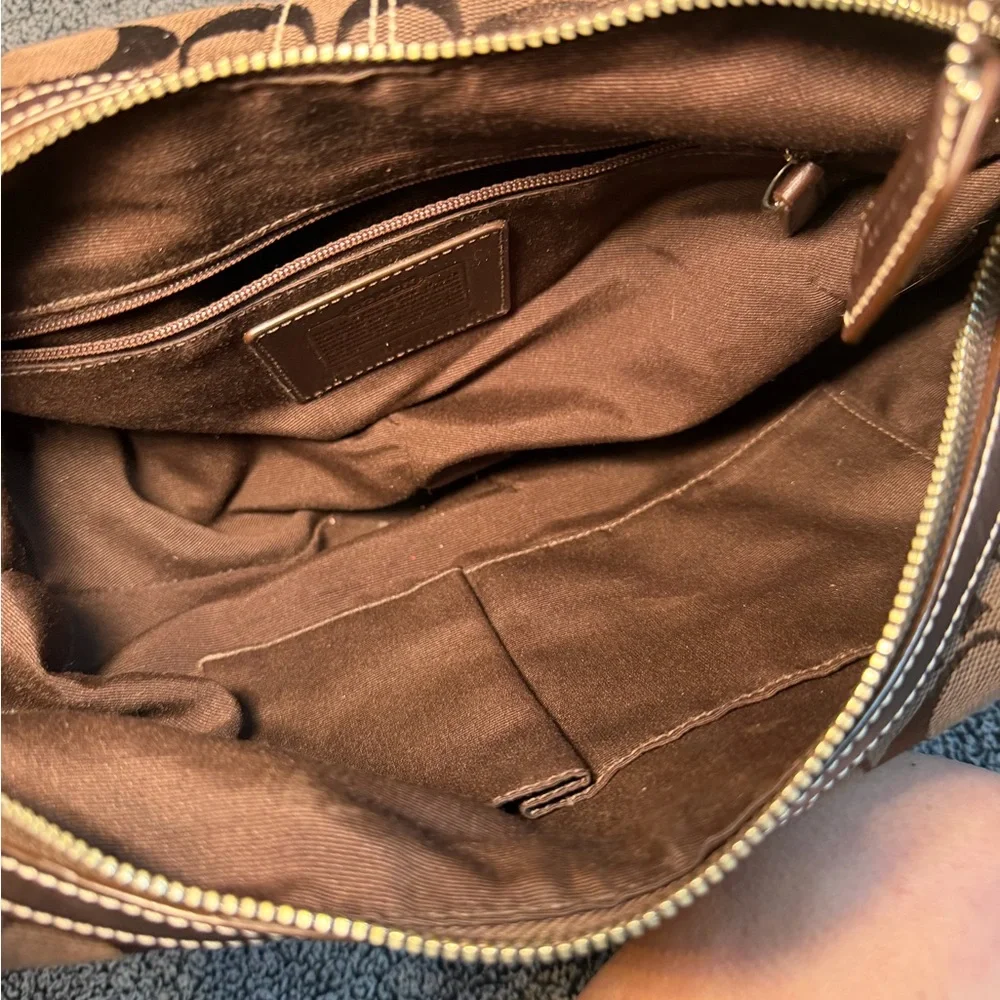 Coach Signature Brown Canvas Hobo Shoulder Bag Y2K Vintage Rare
